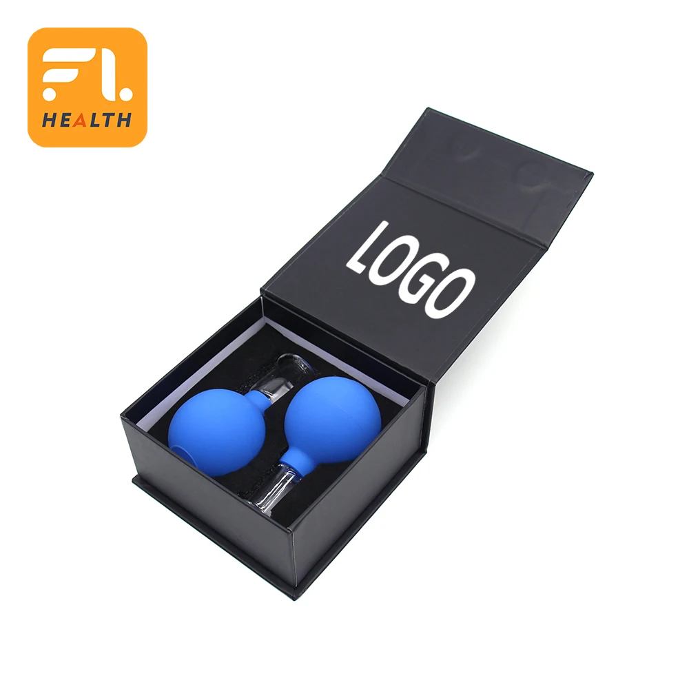 Fuli Two-piece Glass Noodle Cupping Set Suction Massage Cup Glass Cup with Silicone Ball Cupping Set