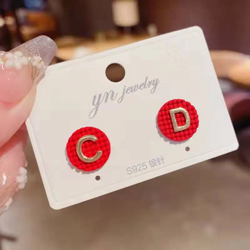 High Quality CD Earring Ethnic Letter Red Jewelry New Year Gift