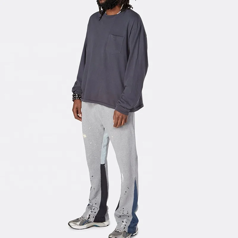 OEM/ODM Casual Flared Jogger Track Pants without drawstring Waistband Mens Stacked Flare Sweatpants For Men