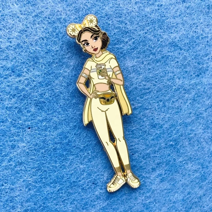 Lapel Pins Manufacturers Custom Back Stamp Belle Princess Gold Metal Plated Glitter Screen Print Fantasy Pins enamel Pins