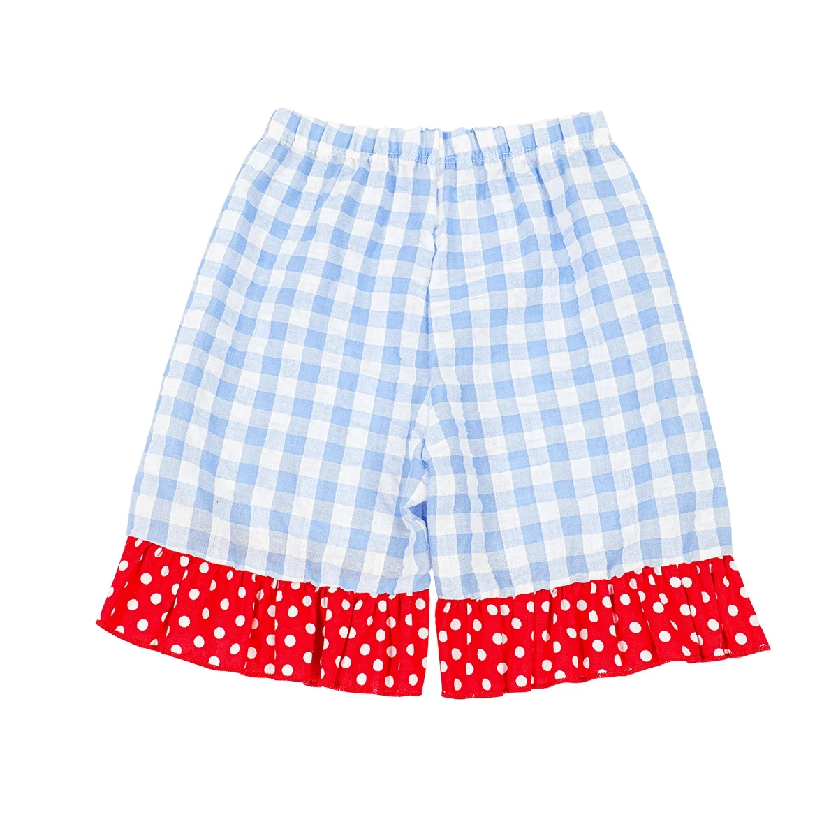 Wholesale children summer clothes crab applique girl two pieces outfit seersucker summer kids clothing girls