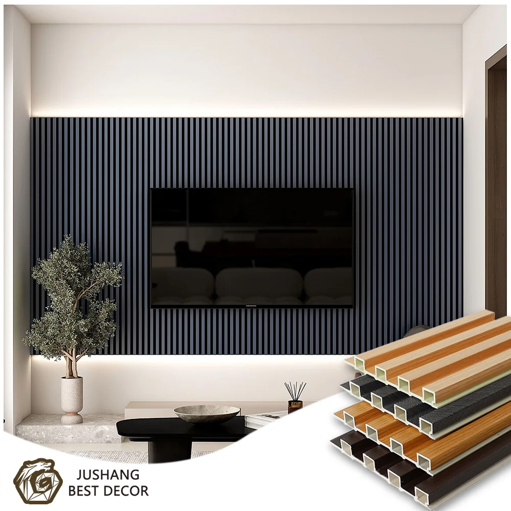 New design wooden grain water-proof pvc wpc wall panels designs for Interior decor