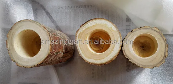 Customized Poplar Tree Wood Slice Trunk Decoration Stump Flower Pot Candle Holder