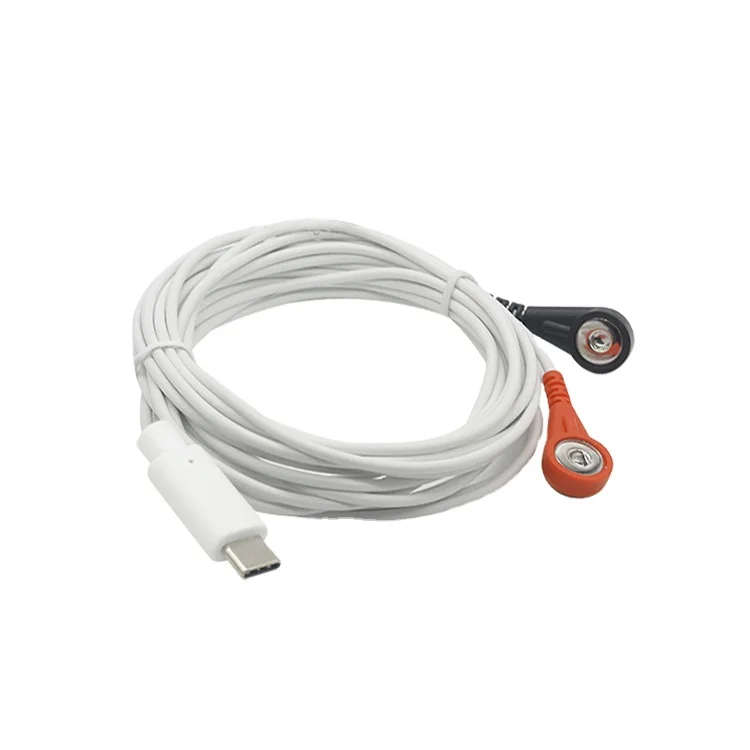 Factory custom high quality USB TYPE C electrode snap lead wire ECG EMG EMG physiotherapy cable Beauty massage cable