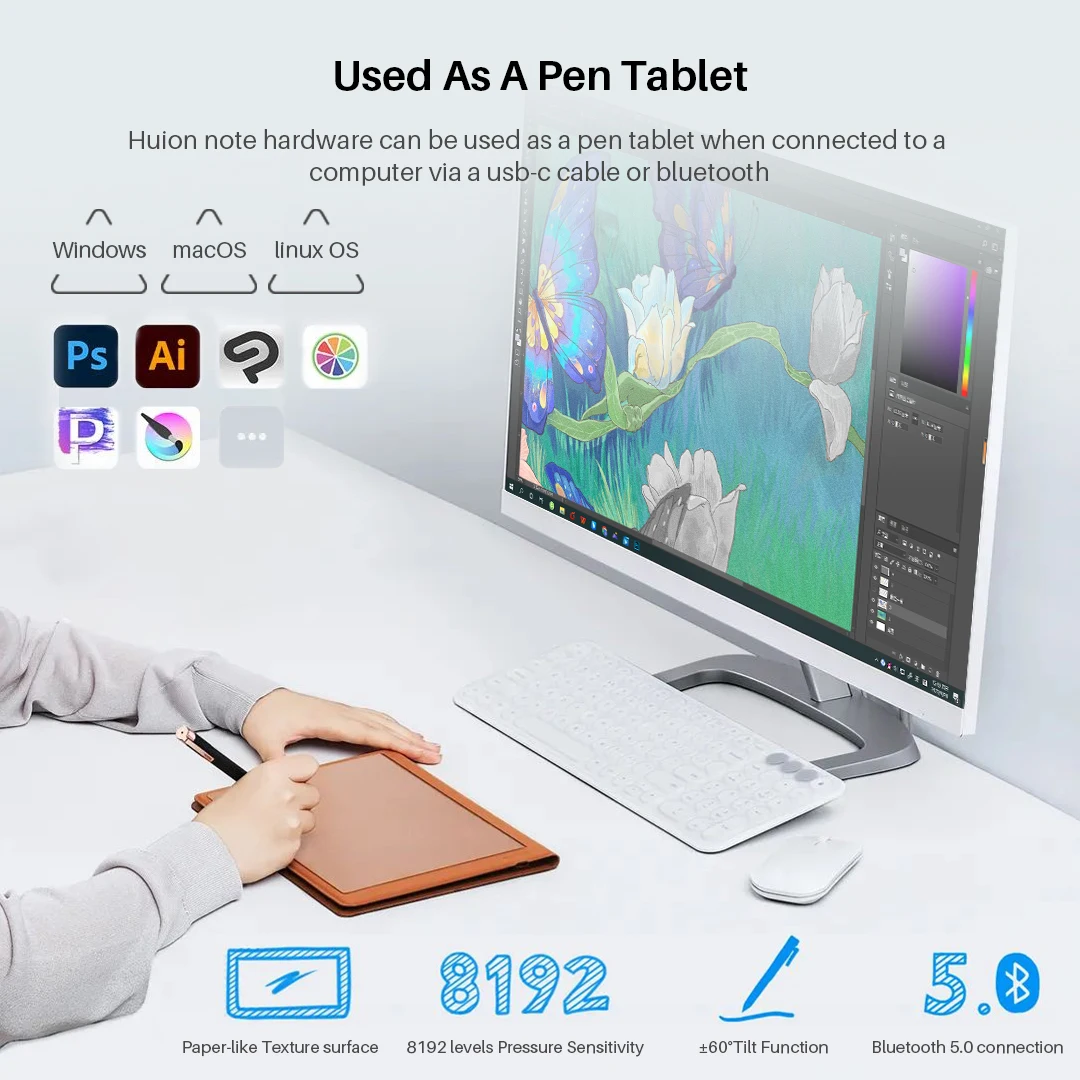 HUION note X10 2 in 1 dual purpose portable drawing handwriting reusable digital smart notebook with pen OEM available