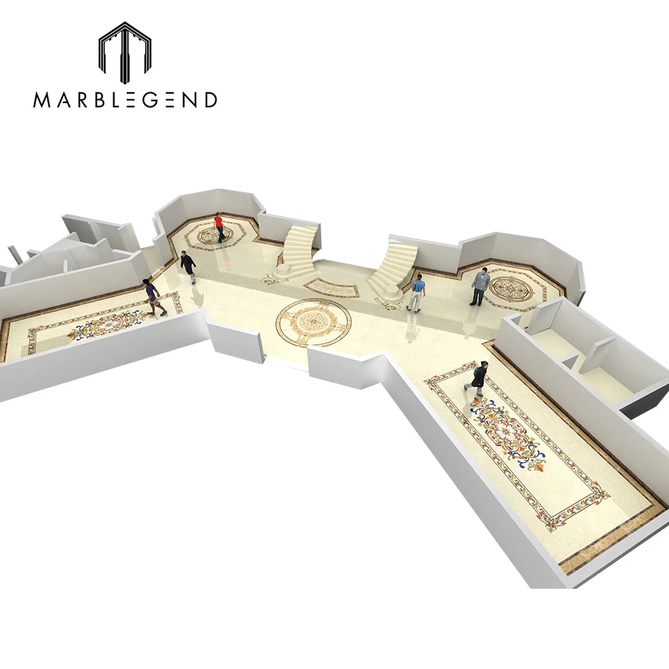 
Classic Beautiful Flower Pattern Water Jet Medallion Showroom Flooring Interior Design 