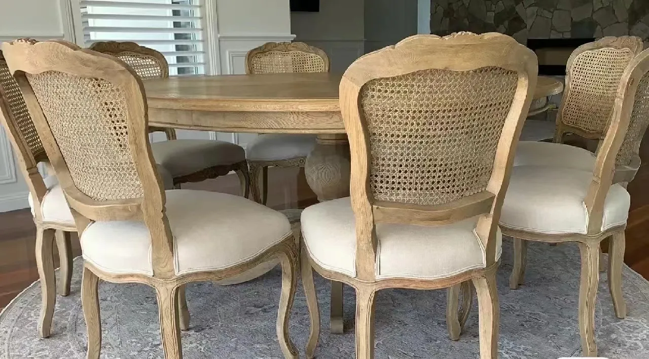 luxurious carving court style soild wood rattan back chair french style oak wedding chair