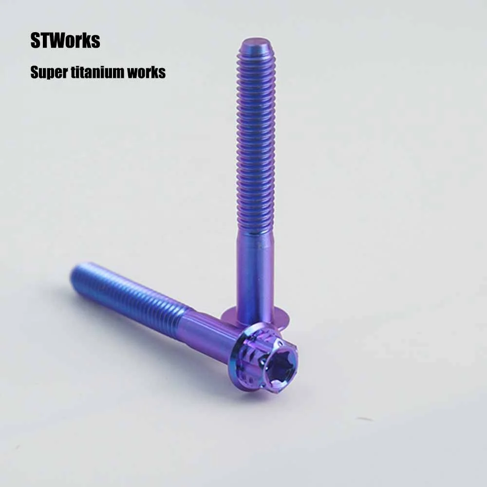 cnc machining service Anodized colorful GR5 Titanium alloy Caliper Bolts Hex Flange Head Bolts Screws m6*45
