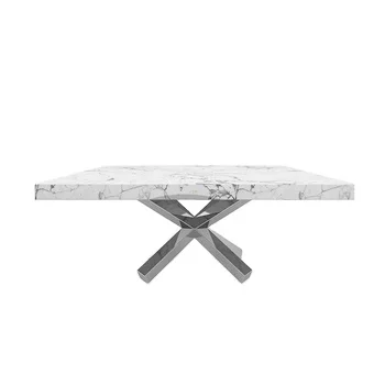 Classical natural white marble natural coffee table with stainless steel brackets hotel villa display restaurant home
