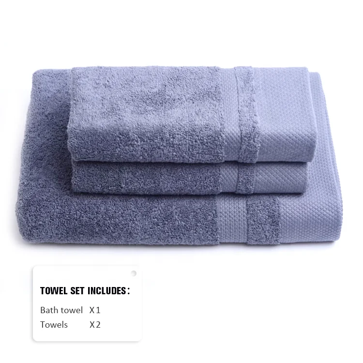 Manufacturers Wholesale Good quality 100% cotton  thicken high water absorption 1 bath towel and 2 wash face towels set for home