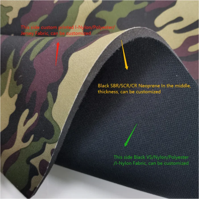 Recycled 2mm Digital Camo Sublimation Custom Printed Camouflage Koozie Fabric Neoprene Fabric