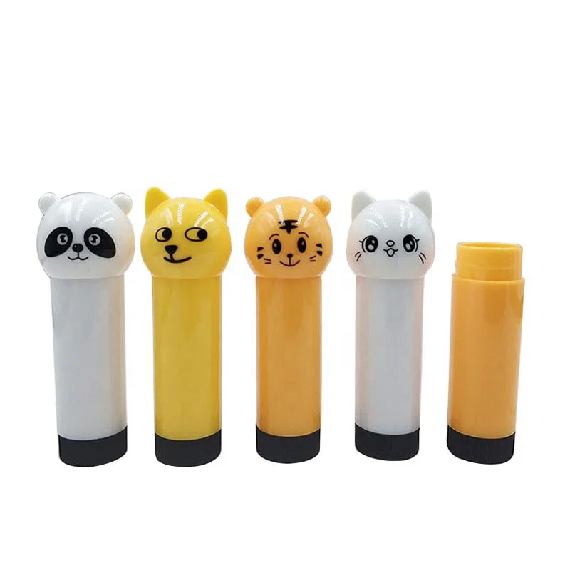 P-Lan Brand 2021 Newest Stock Cute Mini Doll Cartoon Cat Tiger Dog Panda 4g Children Animal Small Lip Balm Containers