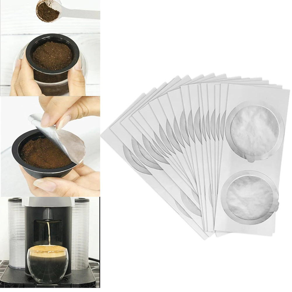 100PCS/PACK Hotsale Universal Filter System Metal Cafe Capsules Foil Seals Cover Lids