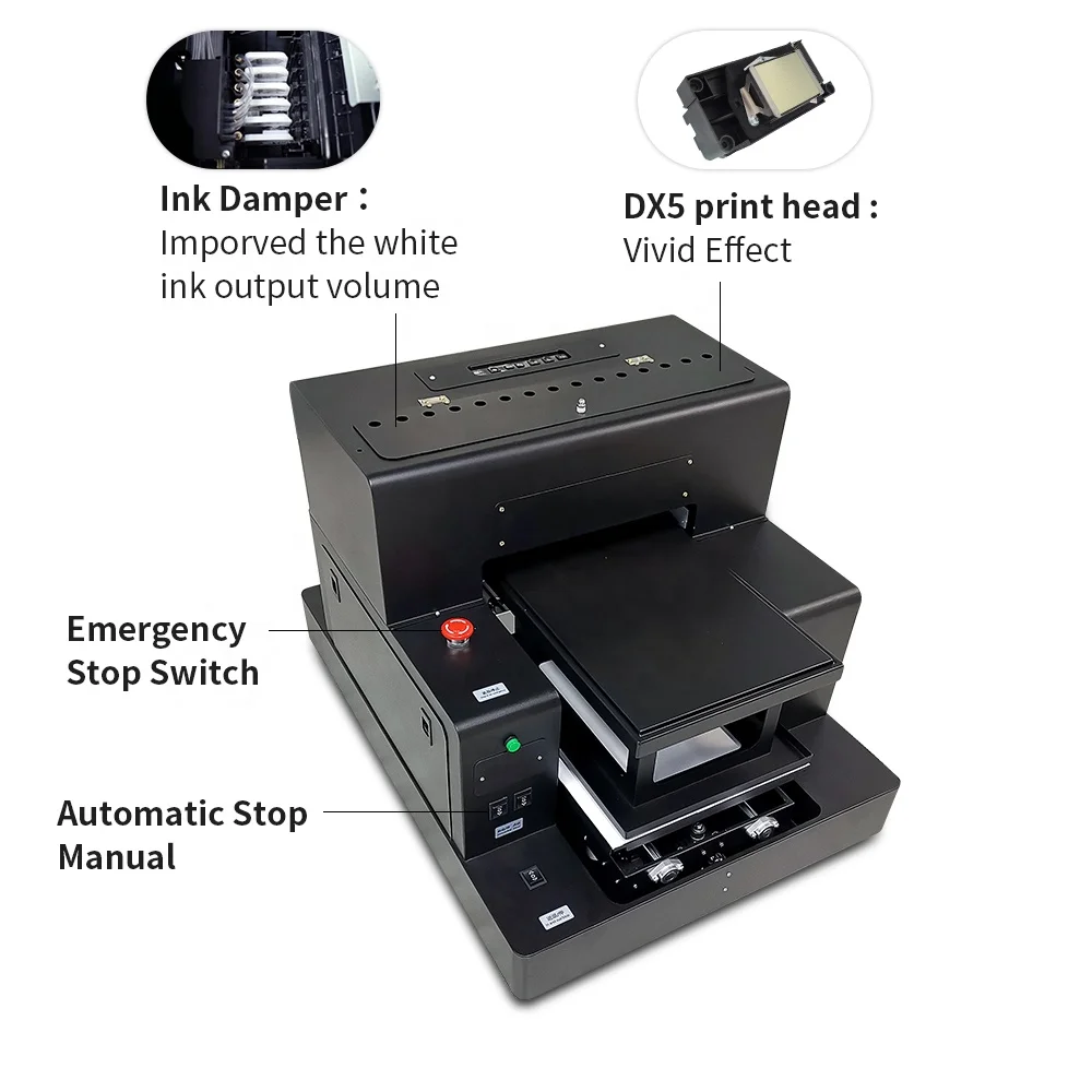 Full Automatic A3+ DTG machine Flatbed printer A3+ Tshirt printer for Epson R2000 8 colors DX5 print head fast print speed