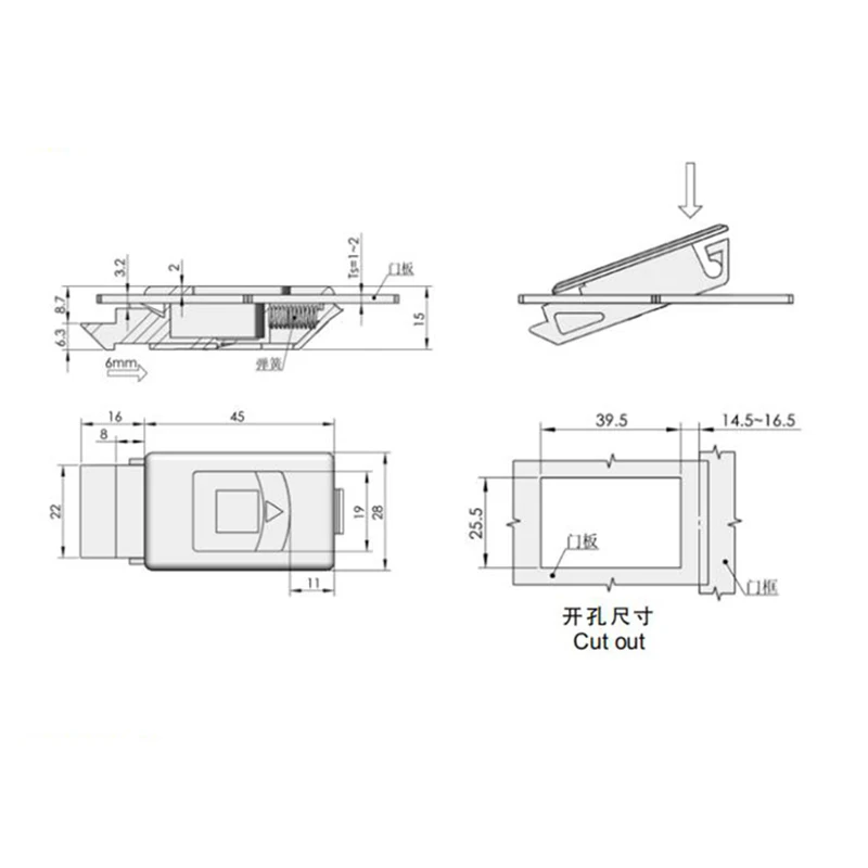  Cabinet Lock Toggle Latch Hasp Plastic Slide Latches For Industrial