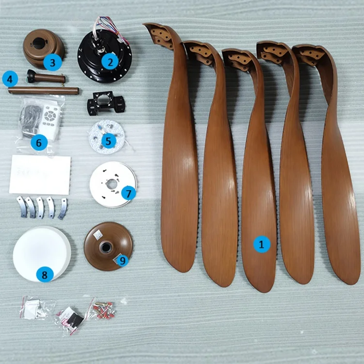 Wholesale Natural Style ABS 5 blades Decorative Ceiling Fan With Light