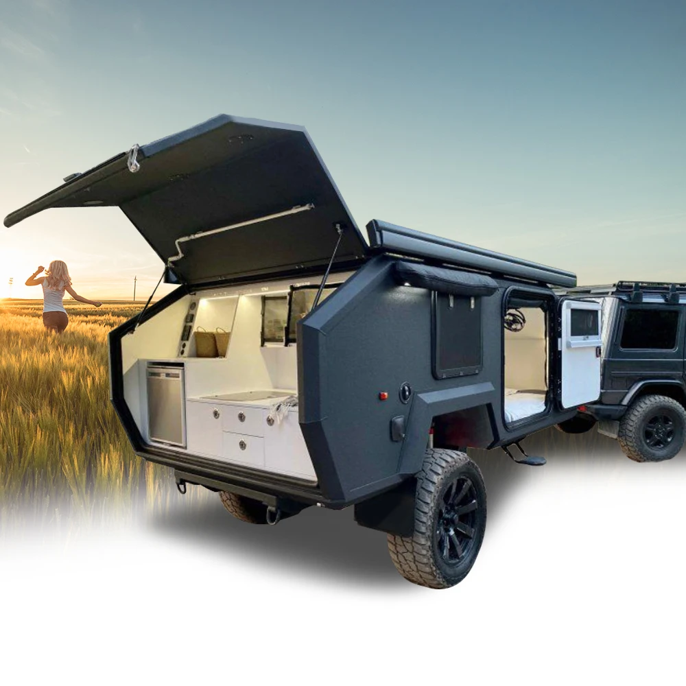 2021 Hot Sale 4xd off Road Camping Teardrop Travel Trailer rvs With Kitcheen and Tent