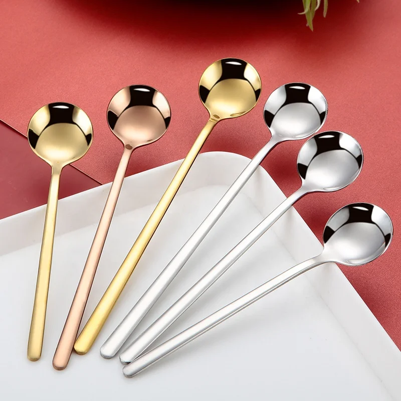 Dishwasher safe Metal Stainless Steel 18/8 Rose Gold Tea spoon 13cm 15cm 17cm Dessert saland ice scream coffee spoon