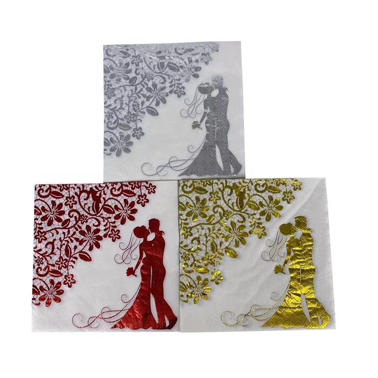 Bide to be Bachelorette Engagement Wedding party rose gold foil paper tissue napkins with custom request