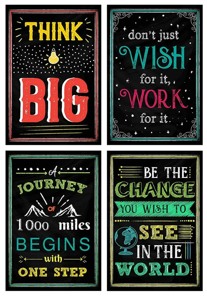 wall art 10 Laminated Chalkboard Inspirational Motivational Classroom Posters for Students Teacher Classroom Decorations