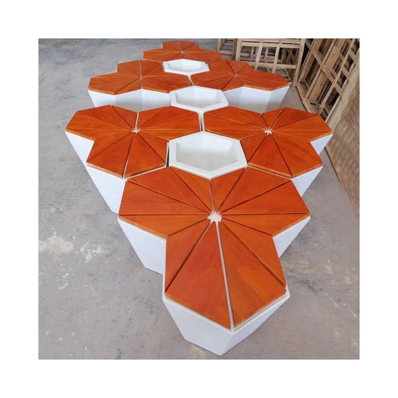 Polygon chair with flower pot Public 3-seater airport waiting chair for shopping mall/garden furniture