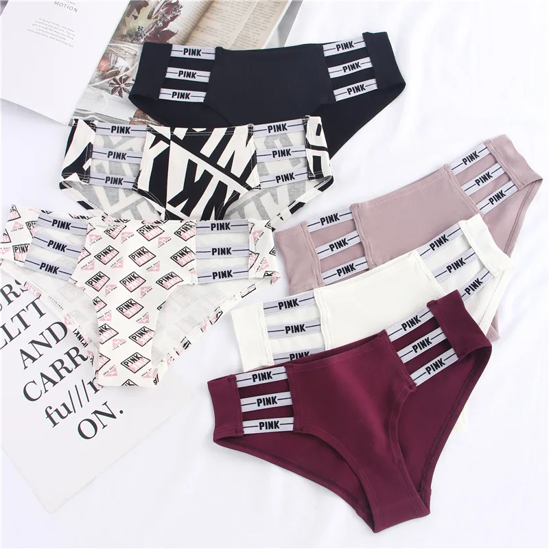 Women Cotton Nylon Underwear Women Panties Thong Girl Low Waist Sexy Secret PINK Brand G-string Lingerie Seamless Panty 0560