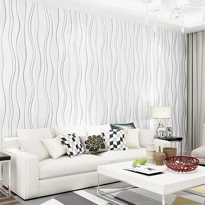 Modern Simple Nonwoven Wallpaper Vertical Stripes 3D Wallpaper For Livingroom