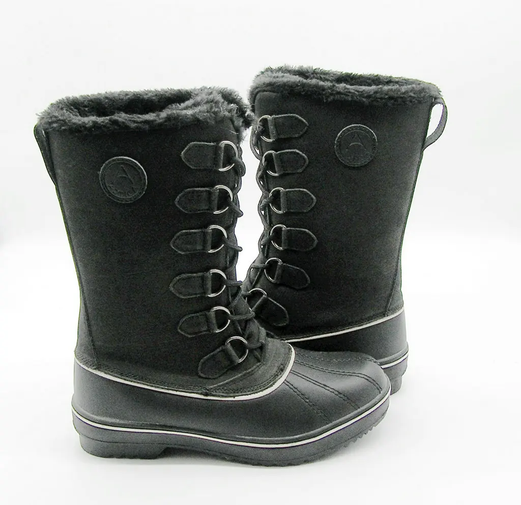 
Short Flush Winter boots Waterproof PU leather Upper Lace up Safely Wearing Outsole Shoes Warm Snow Boots 