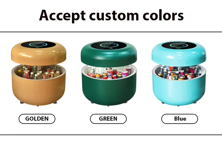 Docarelife NEW Portable Customized Colors Round Functional Bluetooth Speaker Wireless Charging Smart Coffee Table Mini Fridge