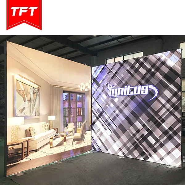 Large Luxury Unique Design Ideas Black Expo Modular Banner Changing Room Trade Show Booth 3*3 With Shelving