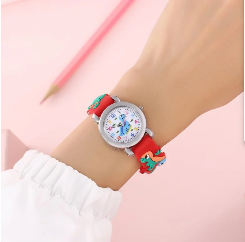 D-04023 Cute cartoon dinosaur student quartz electronic watch 3D cartoon pattern silicone PVC strap watch