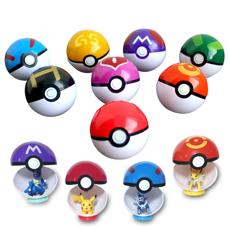 Zealed Cheap price ABS Poke mon ball toys high quality 7cm capsule pokeball with mini poke mon figure in for gift