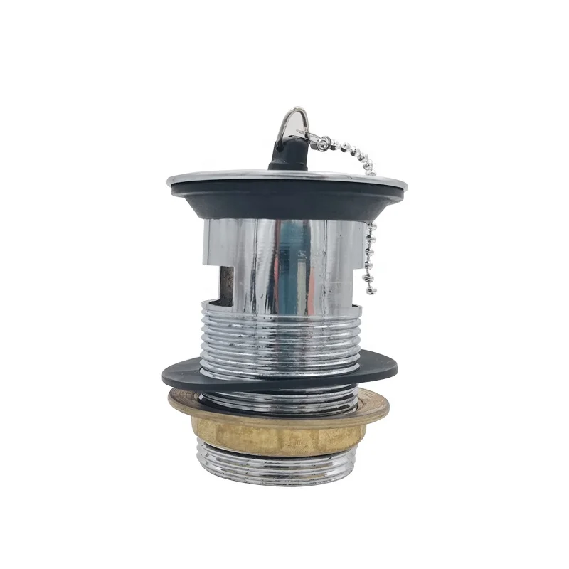 
zinc alloy basin water drain with rubber plug bathroom waste P trap accessory water strainer 