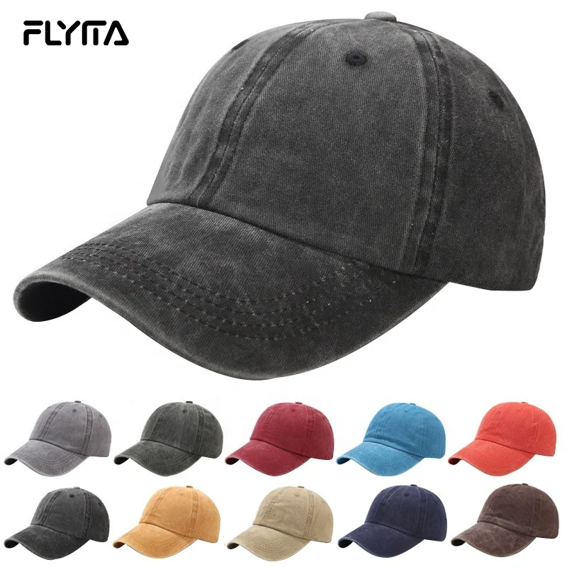 Лидер продаж искусственно состаренные бейсболки металлической пряжкой 100% хлопок Мужские Винтажные женские джинсы папа шляпа вышивка