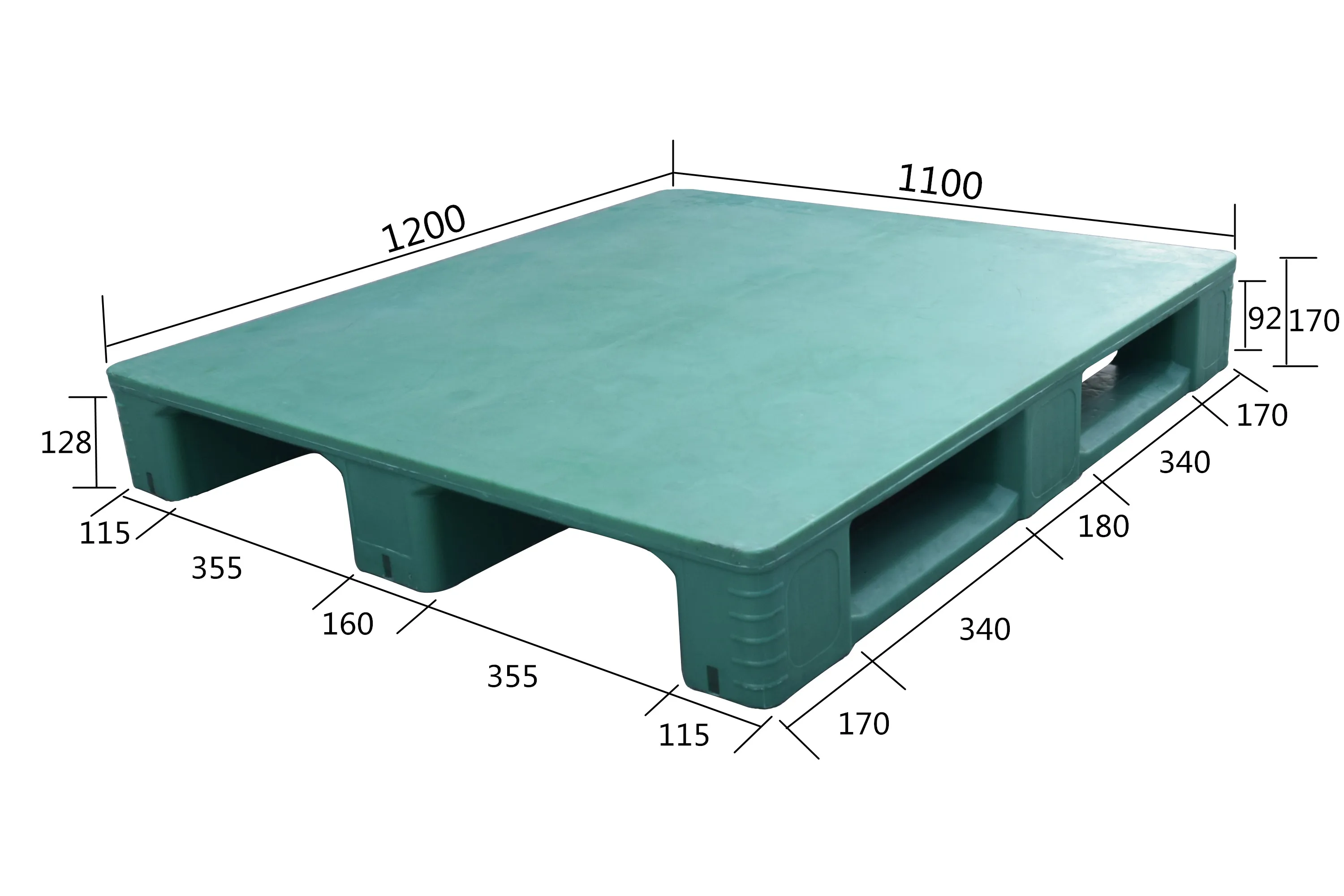 100% Virgin HDPE Reinforced Euro Pallet 4-Way Entry Three Feet Three Runners Solid Plain Plastic (PP) Rack Storage