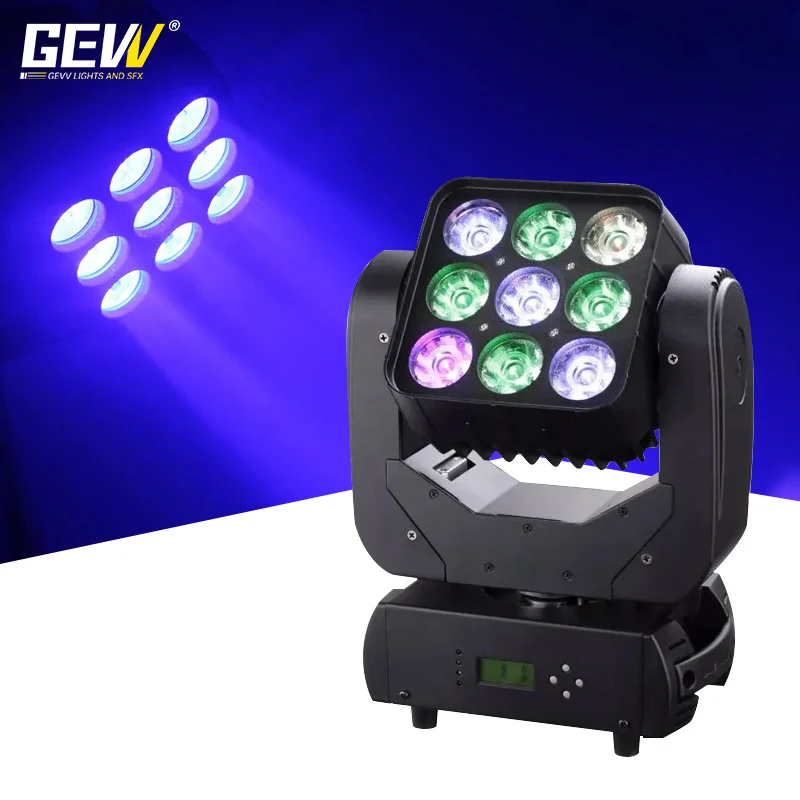 GEVV 3x3 matrix led moving head light 9x12w dmx moving head matrix beam