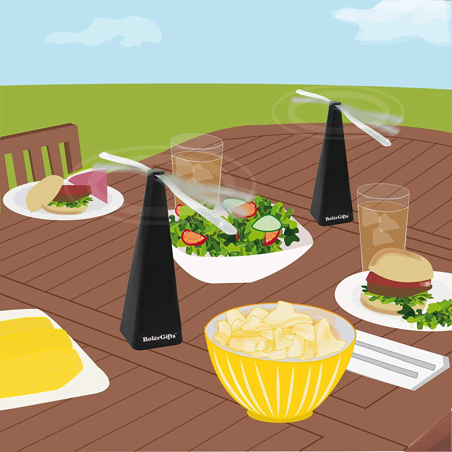 Better Bug Fan Fly 2022 New Black Non-Chemical Best Solution Shoo Flies Away Portable Fly Fan for Tables Food Protector