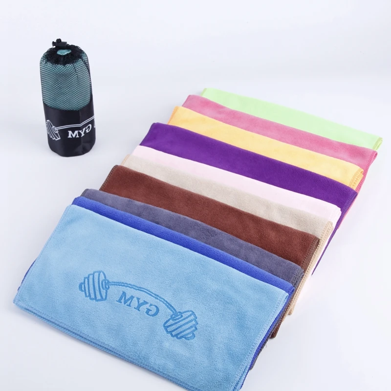 China manufacturer Microfiber Sports Gym Towel With Custom Logo Coral Fleece hand and hair drying towel Yoga towels 400gsm