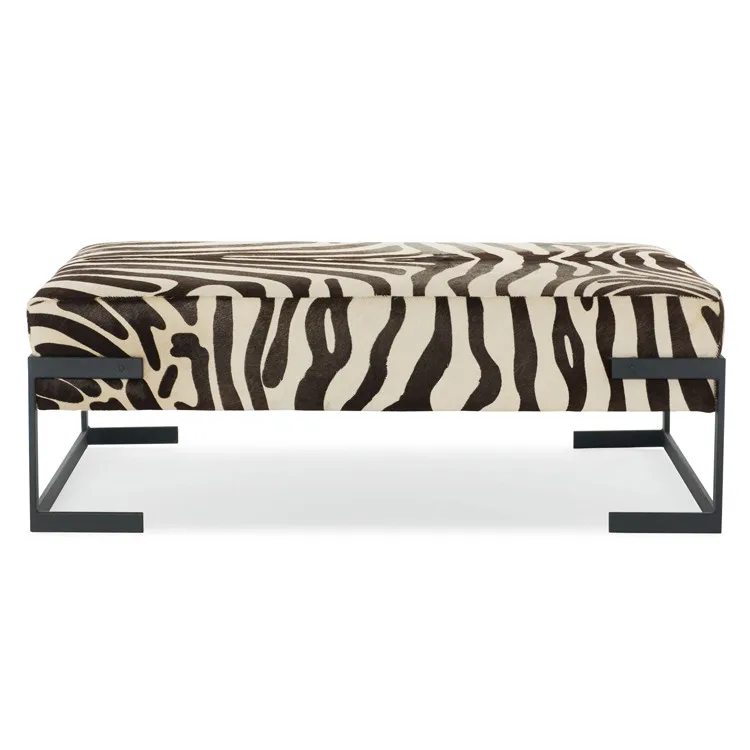 American Modern Simple Living Room Zebra Pattern Cloth Art Shoes  Stools Tea Table