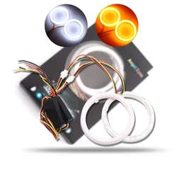 Car Accessories 4014 LED COB Angel Eyes Headlights With Turn Light Signal Yellow White Daytime Running Halo Rings 60MM~120MM