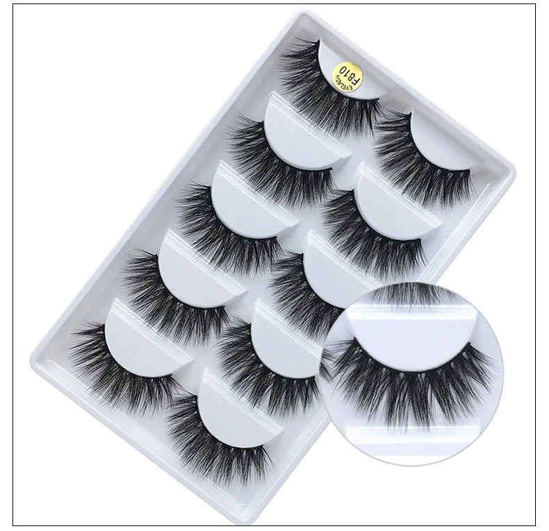 wholesale free sample G800 natural thick 3D mink false eyelash 5 pair private label eyelashes packaging box