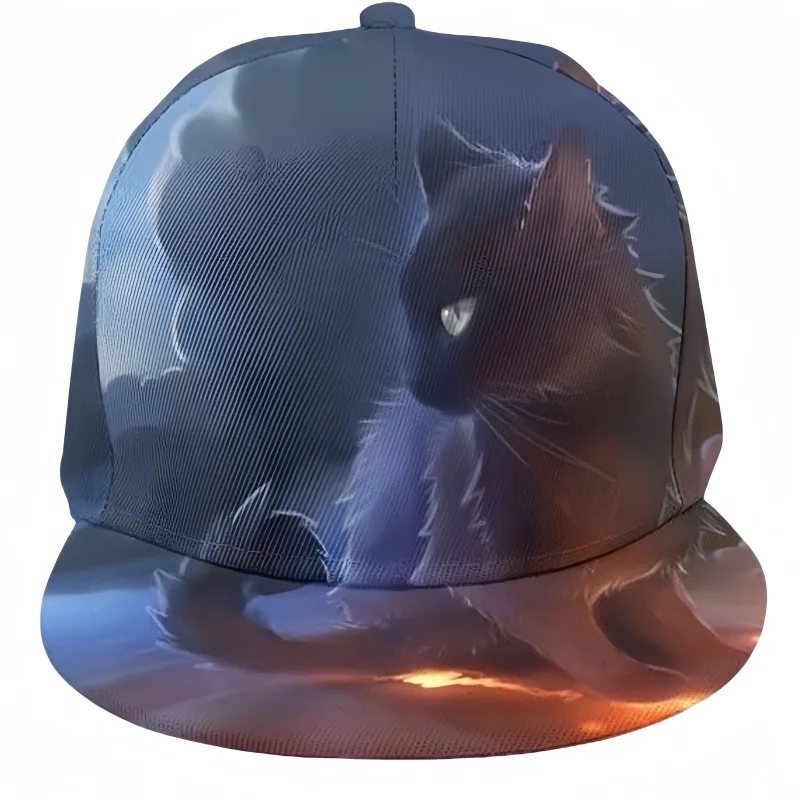 Unisex Rainbow Printed Cat Star Sky Snapback Cap Adjustable Flat Bill Hip Hop Hat