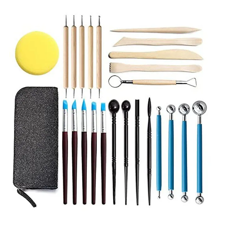 Bview 25 Pcs Clay Sculpting Tools Ceramic Tools Pottery Carving Tool with a Storage Bag