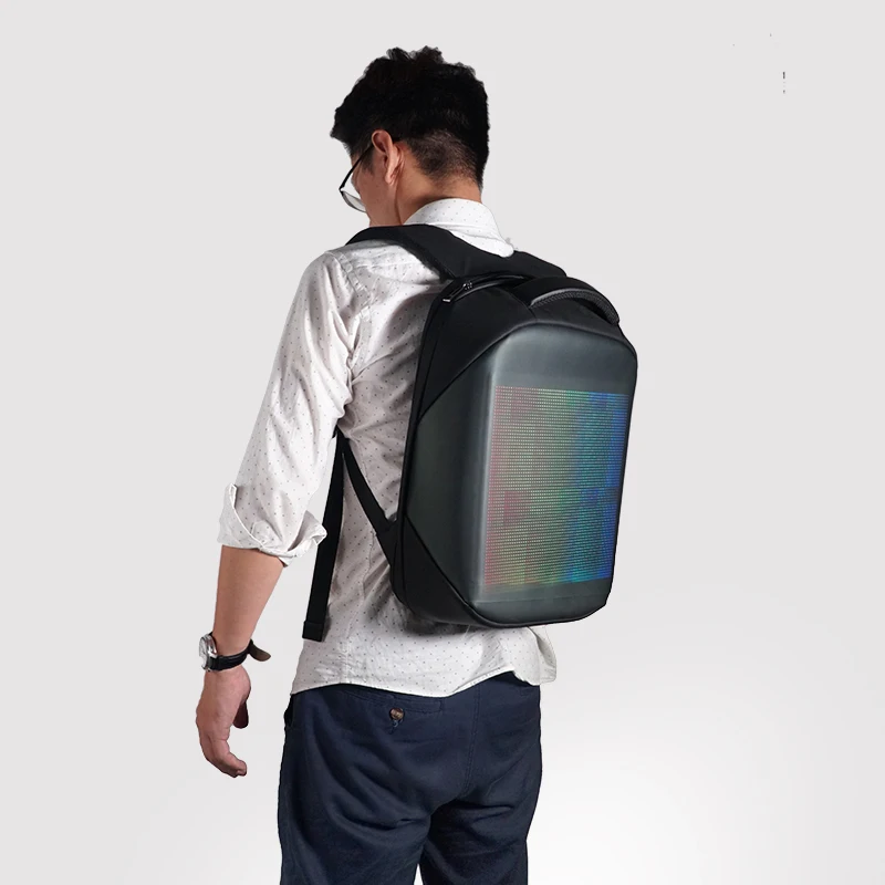 LED Back bag Mobile Phone WIFI APP Programmable Electronic Bag Power Bank Working Text Graphic Animations advertising Display