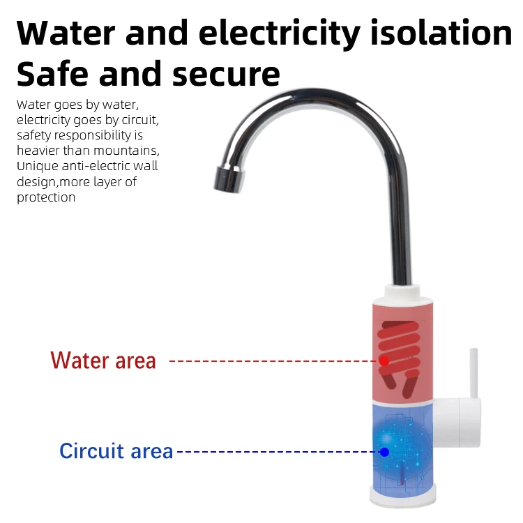OEM 3000W Kitchen torneiras Instant Heater Hot Water Tap Electric Faucet With Temperature Regulator