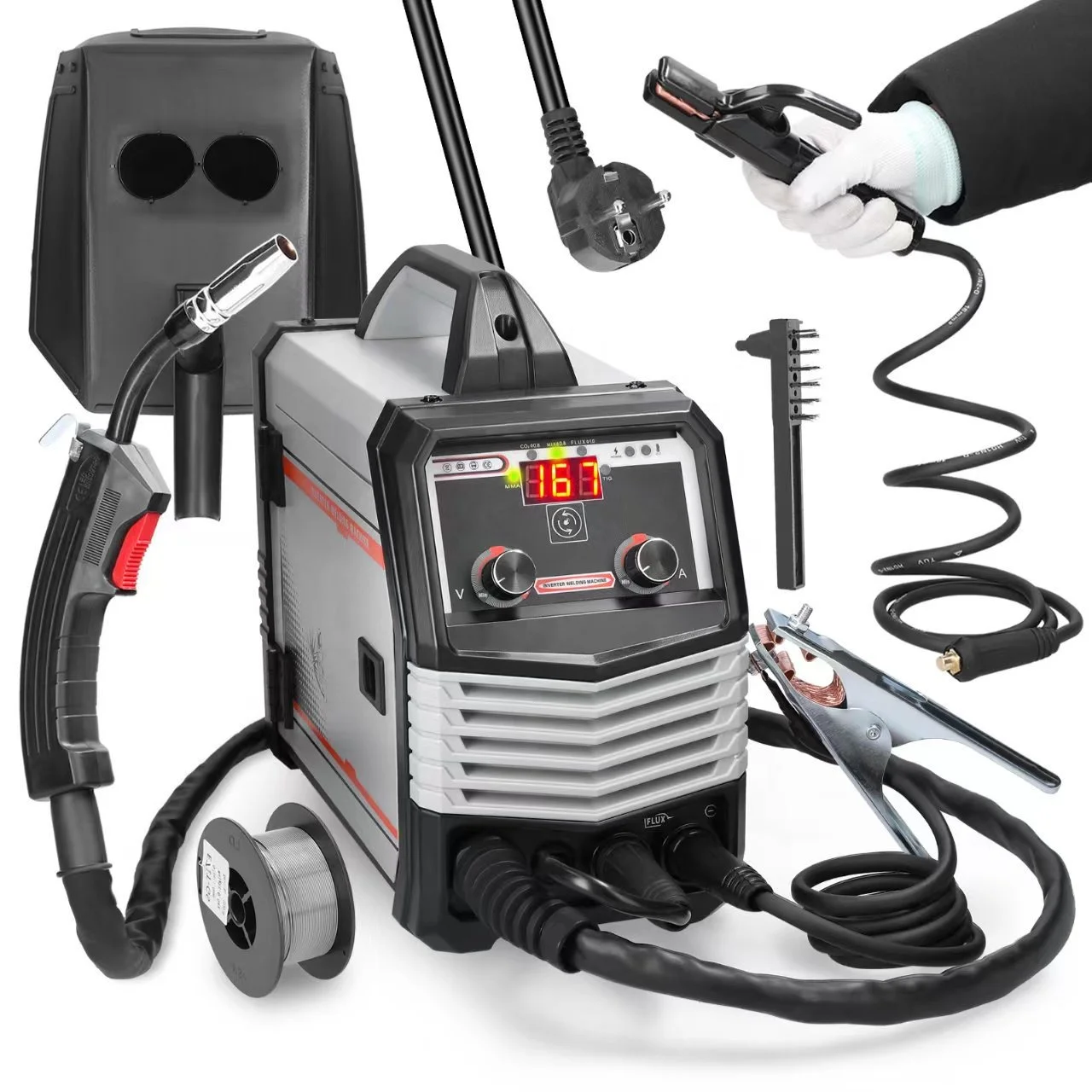 120A 220V 1kg 4 in one multi-functional gas welding machine MIG/MAG/TIG/MMA electric welding machine