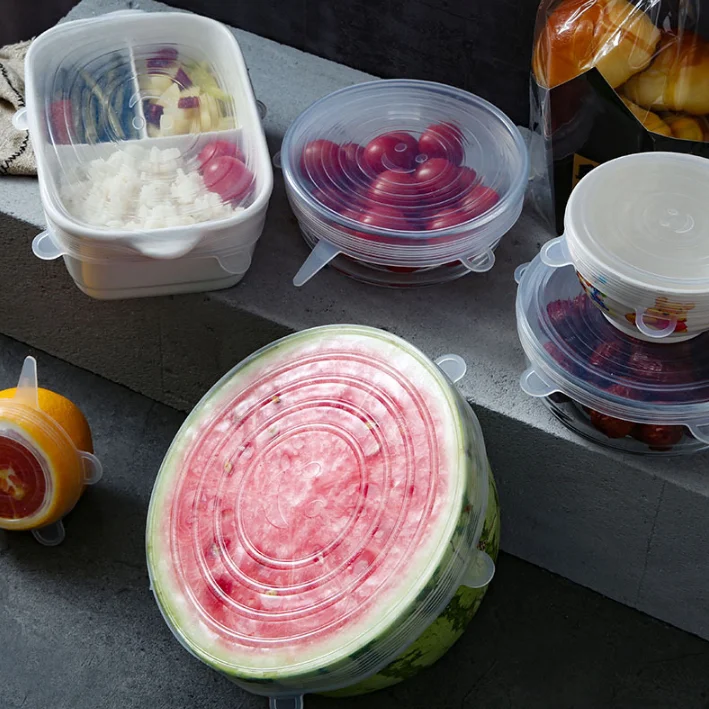 В наличии 6 различных размеров 12 пакет для хранения продуктов питания Набор крышек Гибкие супер стрейч многоразовые круглый силиконовый чехол пищевых
