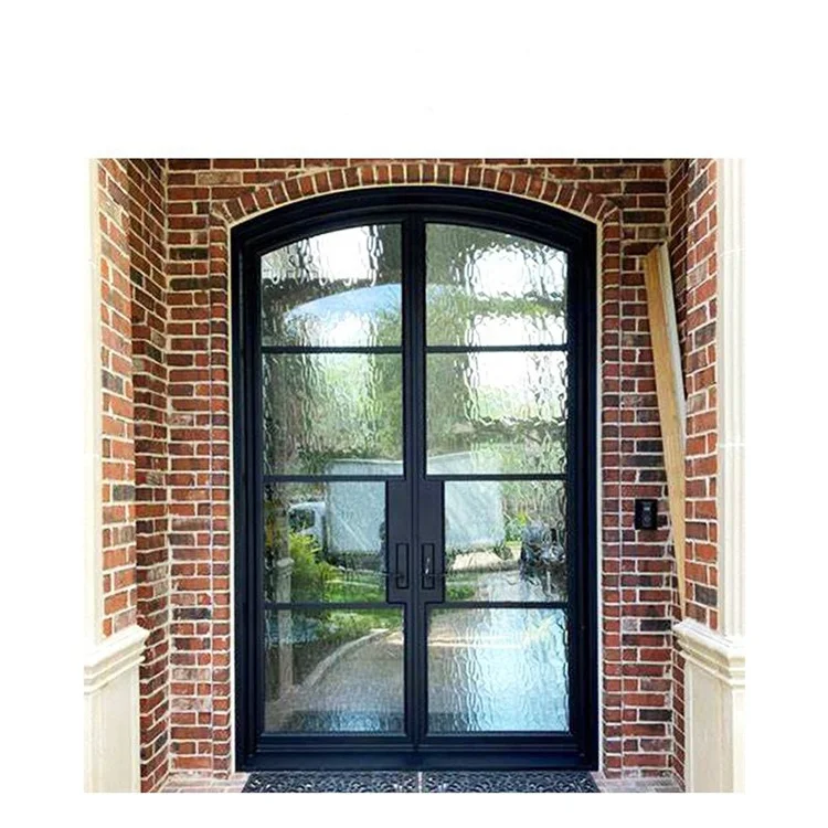 Modern Design Double Exterior Steel Security Doors For Home Villa Iron Gate Design Glass Entry Door