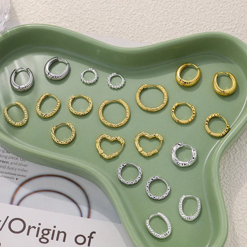 Popular women 925 sterling silver trendy hoop earrings 18k gold melting style twisted small fashion hoop earring