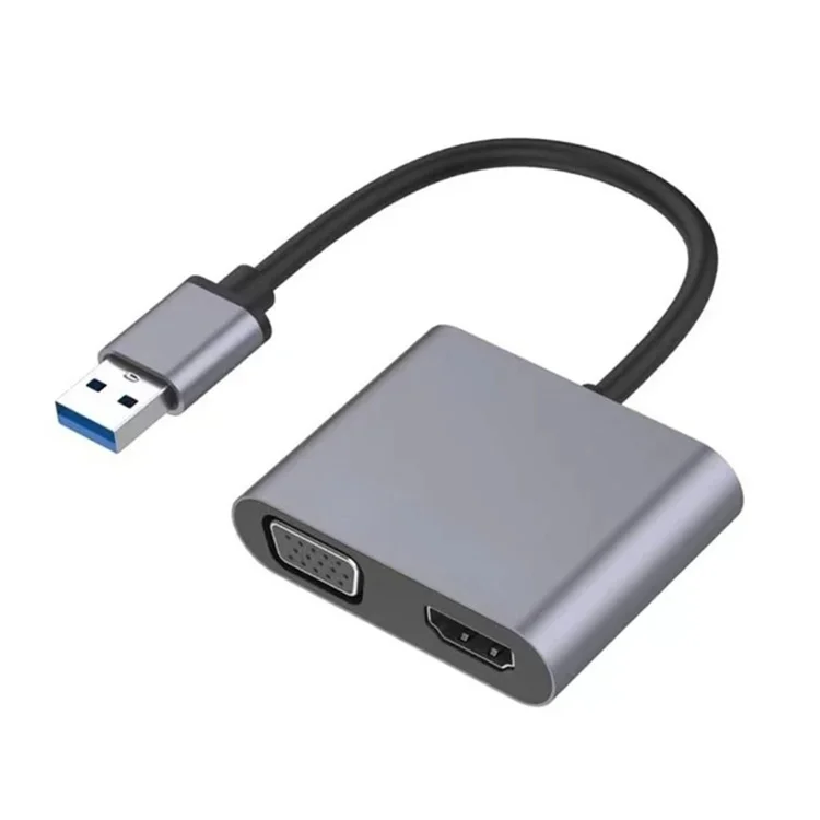 2 in 1 USB to HDTV VGA Converter Cable USB 3.0 to VGA Adapter Dual Display Support HD VGA Sync Output